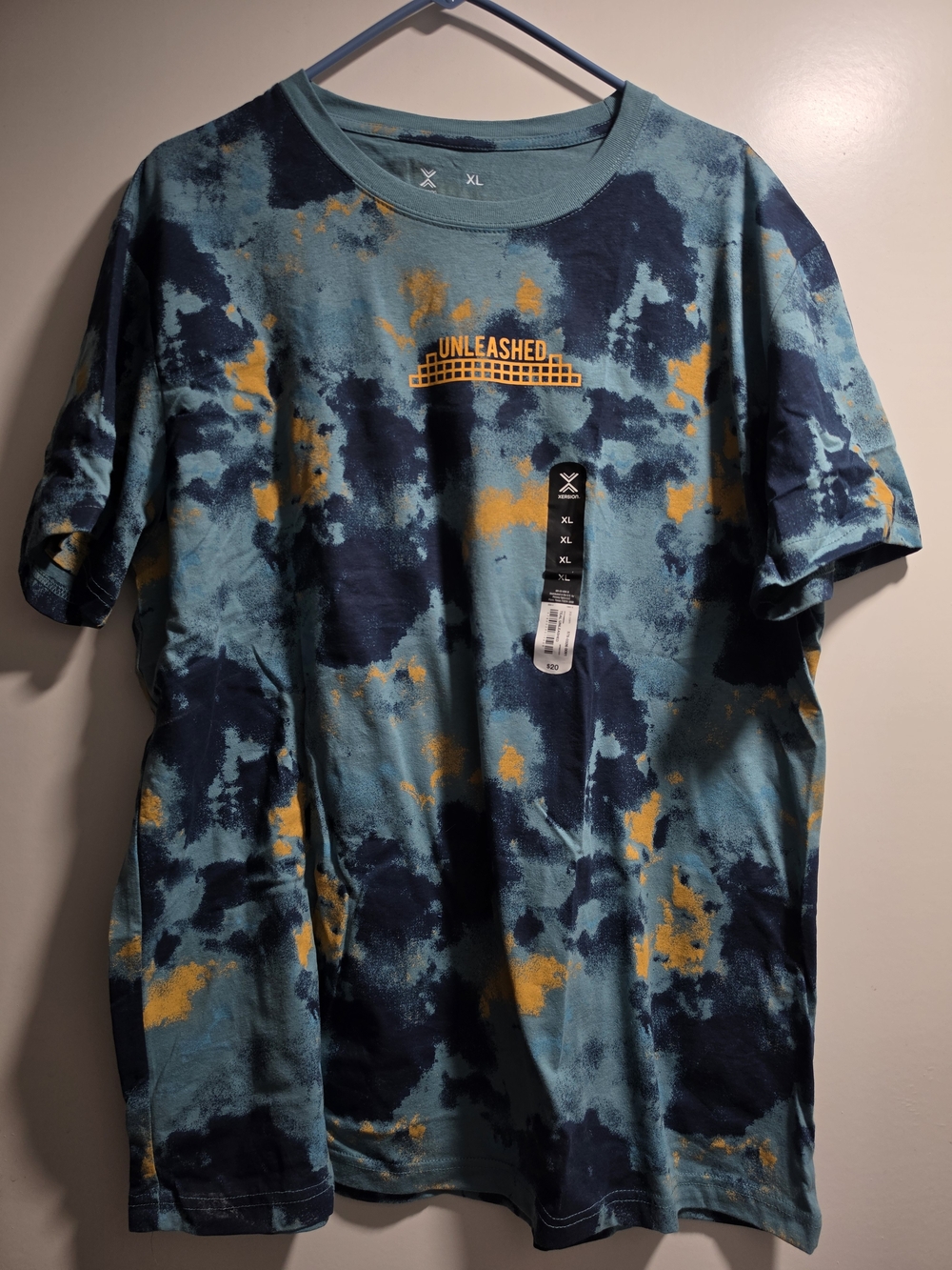 Xersion Men's Tie-Dye Short Sleeve Tee - Teal, Navy & Yellow